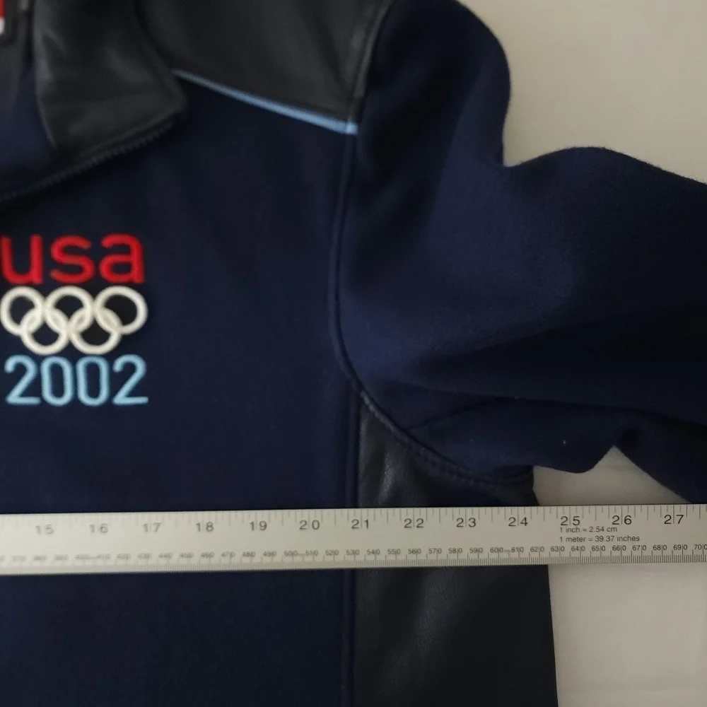 Vintage Roots Official 2002 U.S. Olympic Team Wool Leather Jacket